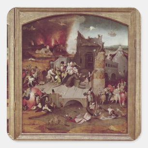 Pegatina Cuadrada Tríptico de la tentación de San Antonio