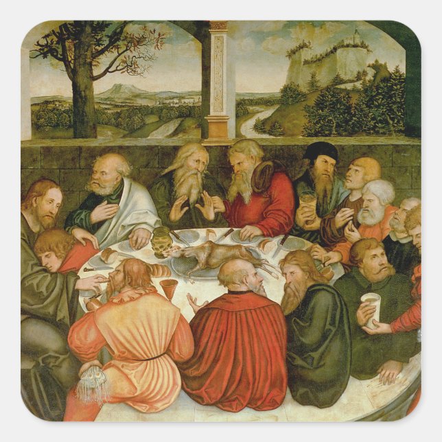 Pegatina Cuadrada Tríptico, el panel izquierdo, Philipp Melanchthon (Anverso)