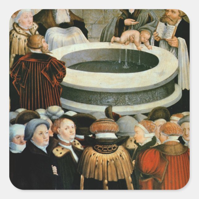 Pegatina Cuadrada Triptych, panel izquierdo, Philipp Melanchthon (Anverso)