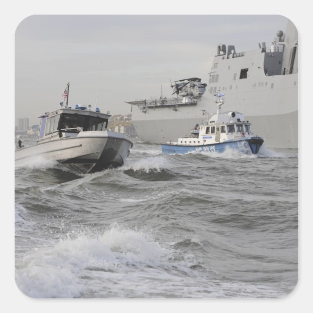 Pegatina Cuadrada Tripulaciones de la guardia costera y del departam (Anverso)