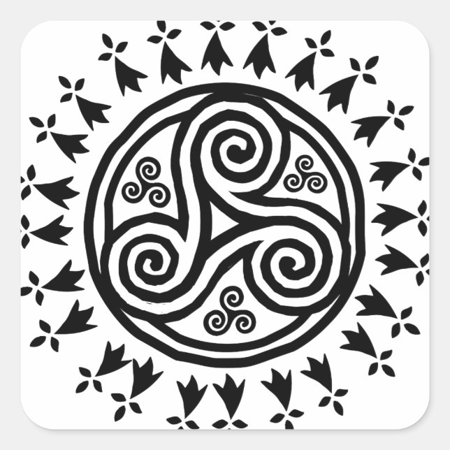 Pegatina Cuadrada Triskel bretón y herminas (Anverso)