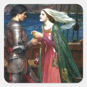 Pegatina Cuadrada Tristan e Isolda de John William Waterhouse