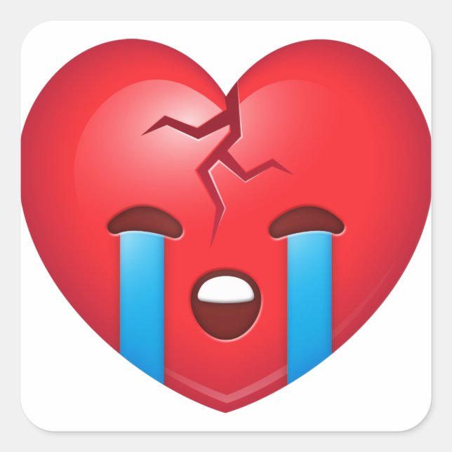 Pegatina Cuadrada Triste Emoji del corazón roto (Anverso)