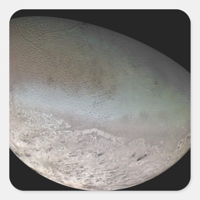 Pegatina Cuadrada Triton, la luna más grande del planeta Neptuno (Anverso)