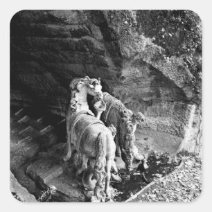 Pegatina Cuadrada Tritones regando los caballos del Sol