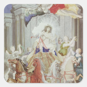 Pegatina Cuadrada Triumph de rey Louis XIV de Francia