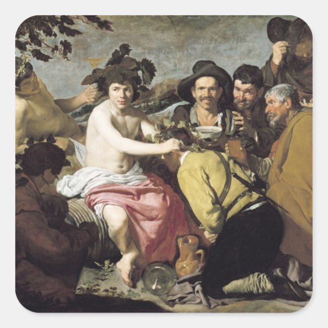 Pegatina Cuadrada Triunfo de Baco, 1628 (Anverso)