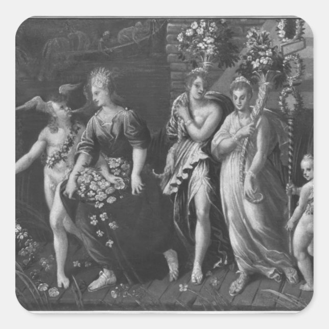 Pegatina Cuadrada Triunfo de la primavera (Anverso)