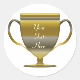 Pegatina Cuadrada Trofeo de Oro Personalizado