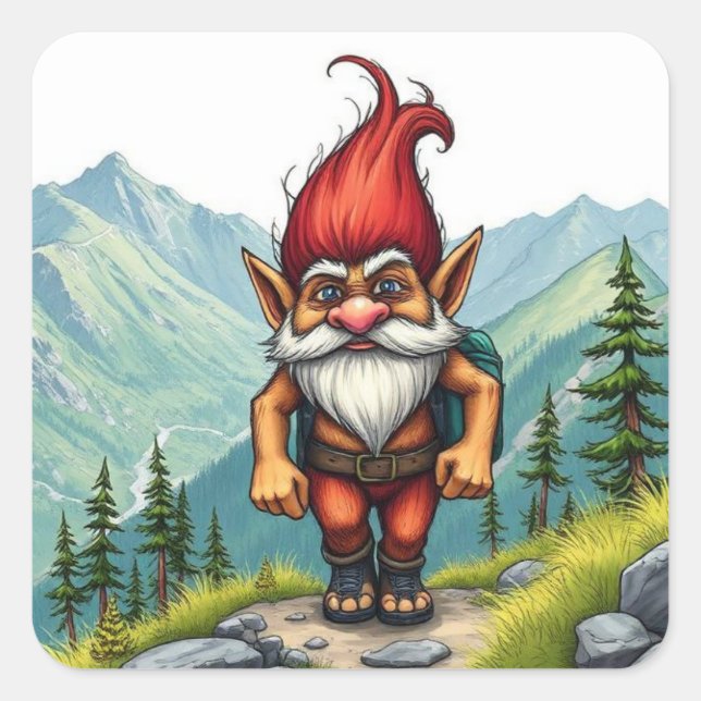 Pegatina Cuadrada Troll Hiking in Norway, Stickers (Anverso)