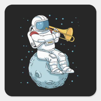 Pegatina Cuadrada Trombone Gift Jazz Music Marcha Band Trombone