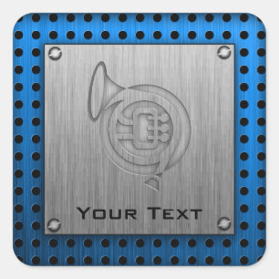 Pegatina Cuadrada Trompa cepillada de la metal-mirada