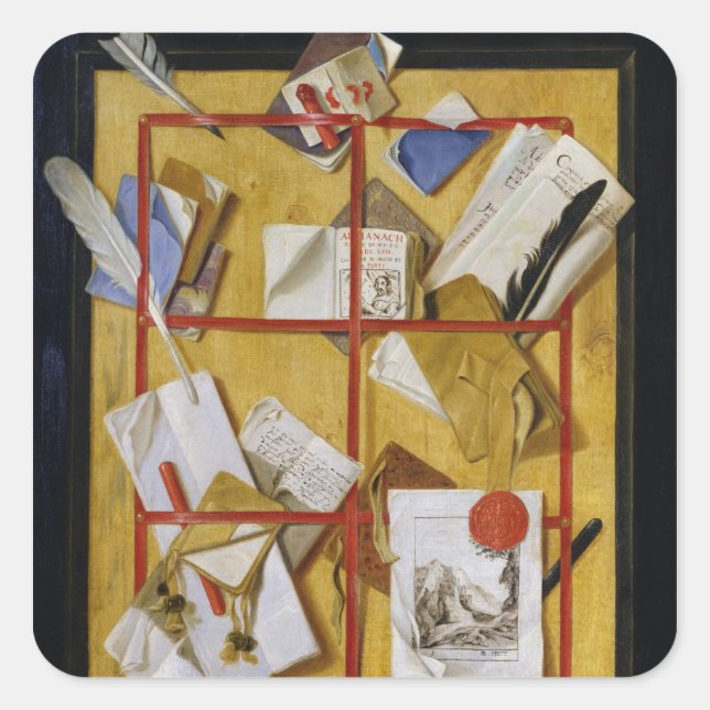 Pegatina Cuadrada Trompe l'Oeil (Anverso)