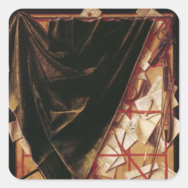 Pegatina Cuadrada Trompe l'Oeil (Anverso)