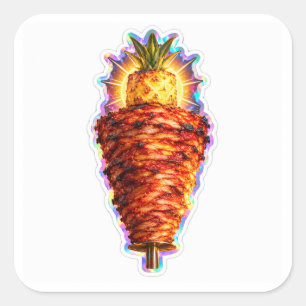 Pegatina Cuadrada Trompo Al Pastor con Sol de Piña