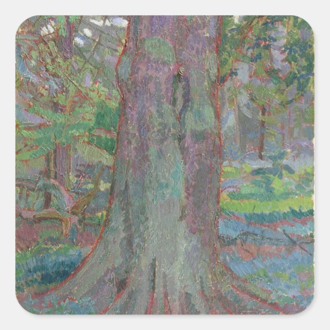 Pegatina Cuadrada Tronco de árbol, 1916 (aceite sobre lienzo) (Anverso)
