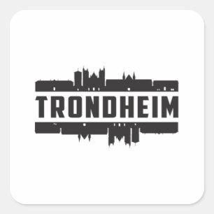 Pegatina Cuadrada Trondheim Noruega City Skyline Cityscape Trip Gift