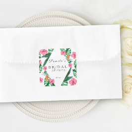 Pegatina Cuadrada Tropical de Palma Aquarela Geométrico Desayuno de 