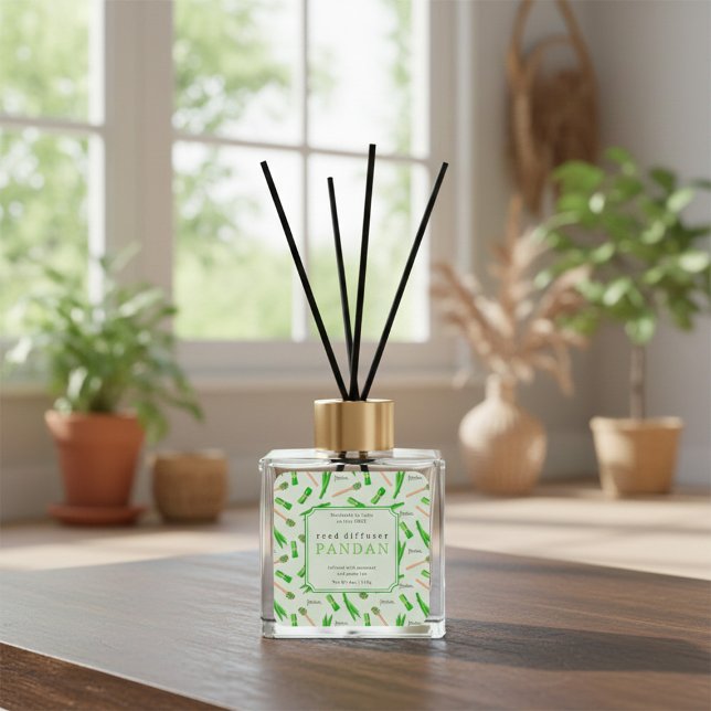 Pegatina Cuadrada Tropical Pandan Leaf Reed Diffuser Label (Subido por el creador)