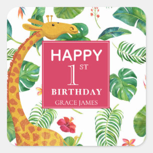 Pegatina Cuadrada Tropical Personalizado Moderno