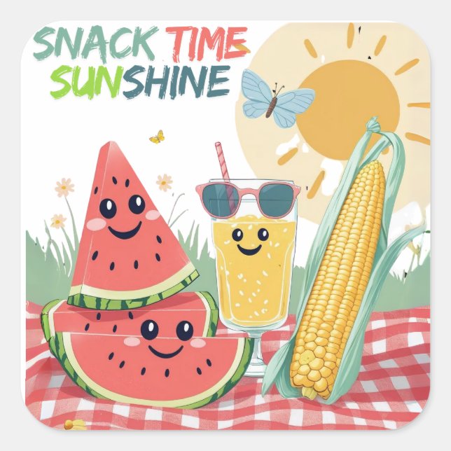 Pegatina Cuadrada Tropical Treats – Summer Snack Sticker Set (Anverso)