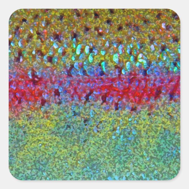 Pegatina Cuadrada Trucha arco iris - Pegatinas (Anverso)