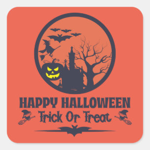 Pegatina Cuadrada Truco O Tratamiento De Halloween