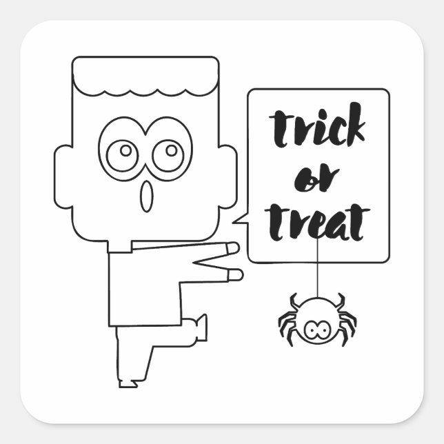 Pegatina Cuadrada Truco o trato (Anverso)
