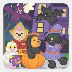 Pegatina Cuadrada Truco o trato de Webkinz Halloween