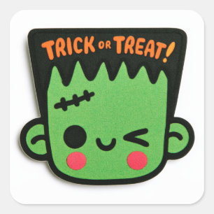 Pegatina Cuadrada ¡Truco o trato! - Frankenstein 1