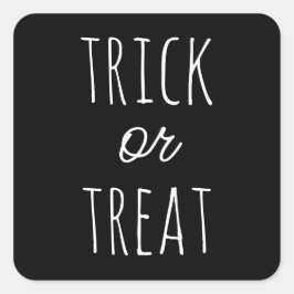 Pegatina Cuadrada Truco o trato. Halloween blanco y negro