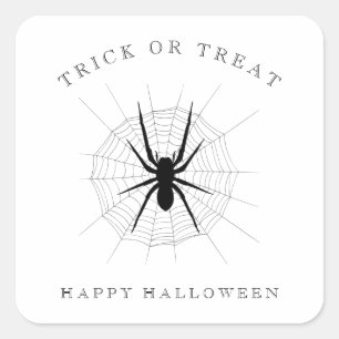 Pegatina Cuadrada Truco o truco araña feliz Fiesta de Halloween