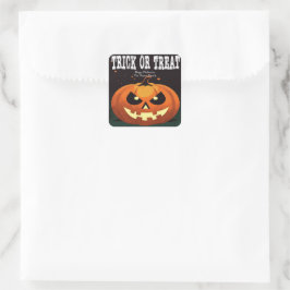 Pegatina Cuadrada Truco o truco de calabaza malvado y divertido