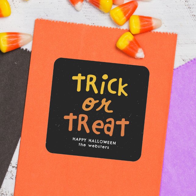 Pegatina Cuadrada Truco o vístete lindo divertido Halloween personal (Subido por el creador)