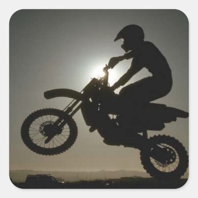 Pegatina Cuadrada Trucos para motocicletas (Anverso)