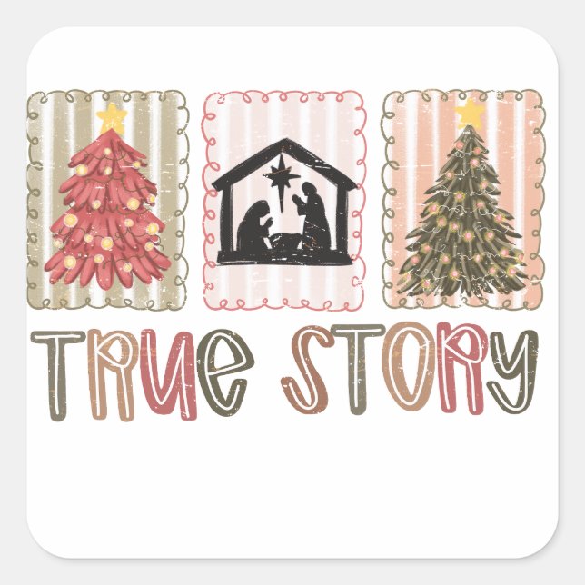 Pegatina Cuadrada True Story Christmas Square Stickers (Anverso)