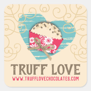 Pegatina Cuadrada trufas de chocolate color personalizado confeccion
