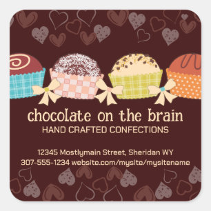Pegatina Cuadrada trufas de chocolate color personalizado confeccion