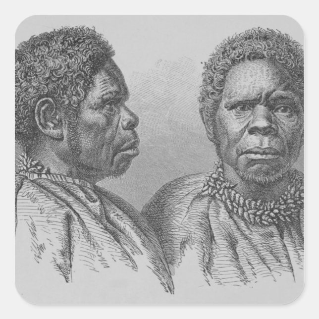 Pegatina Cuadrada Truganina, la última mujer de Tasmania (Anverso)