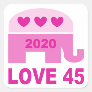 Pegatina Cuadrada Trump 2020 Amor 45 popular diseño rosa