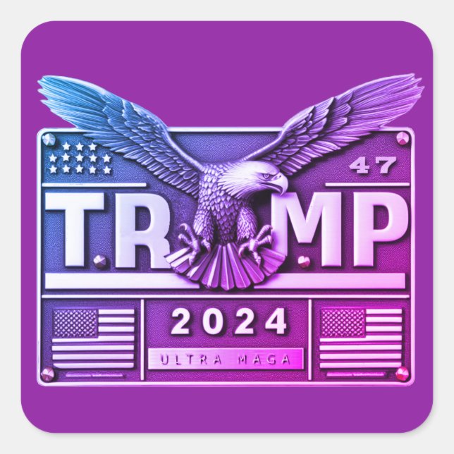 Pegatina Cuadrada TRUMP 2024 con águila (Anverso)