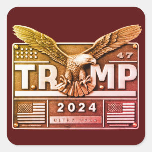 Pegatina Cuadrada TRUMP 2024 con águila