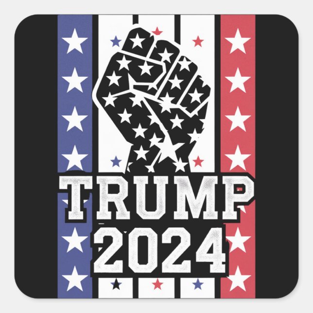 Pegatina Cuadrada Trump 2024 Fist Outlaw Hillbilly J.D.Vance 2024 (Anverso)