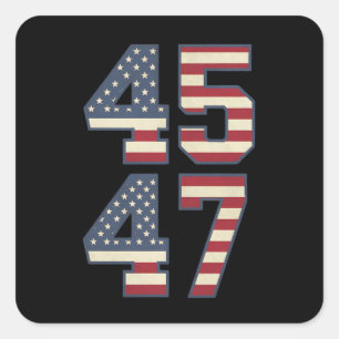 Pegatina Cuadrada Trump 2024 Presidente 45 47 America USA Vintage