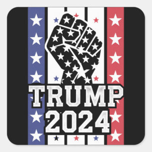 Pegatina Cuadrada Trump 2024 Puño Fuera de la Ley Hillbilly J.D.Vanc