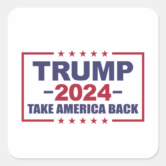 Pegatina Cuadrada Trump 2024: Recuperar a Estados Unidos (Anverso)