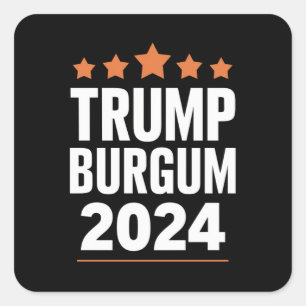 Pegatina Cuadrada Trump Burgum para las elecciones presidenciales 20