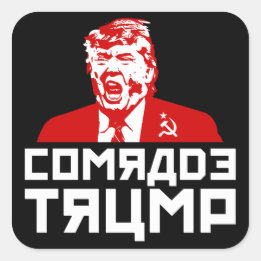 Pegatina Cuadrada Trump Button: "COMRADE TRUMP" (negro)