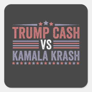 Pegatina Cuadrada Trump Cash vs Kamala Krash Election