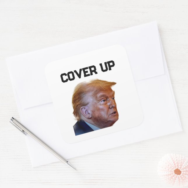 Pegatina Cuadrada Trump Cover Up Sticker (Sobre)